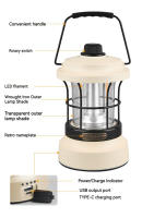 Lámpara Retro Portátil Para Camping USB Recargable Luz De Viaje Vintage Iluminación Exterior Equipamiento De CampingLinterna - details 4