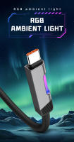 Cable De Carga Rápida RGB 120W 6A USB Tipo C Con Luz Ambiental RGB Cable De Carga Y Sincronización De Datos Material PVC Braided - details 2