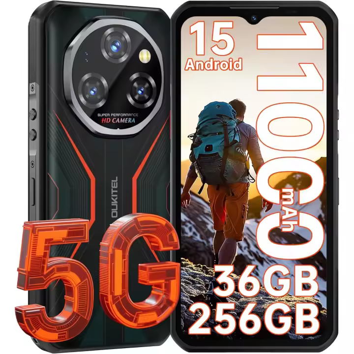 OUKITEL WP55 5G Smartphone, Telefono Móvil Resistente Android 15, 36 GB RAM , 6,6 " Octa-Core Processor, 11000 mAh 108MP - 1