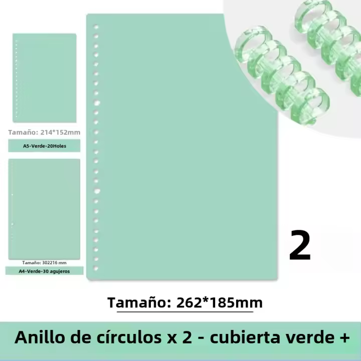 4Pcs Cubierta De Libro De Hojas Sueltas A4 A5 B5 Colores Transparentes Con Anillos De Espiral Para Oficina Y Escuela Suministros De Papelería Lindos Y Prácticos - 1