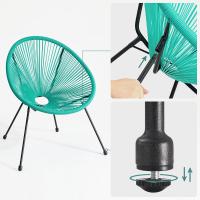 Conjunto de muebles de jardín de 3 piezas, sillas acapulco y mesa con tapa de cristal, asientos de exterior e interior, en negro - details 22