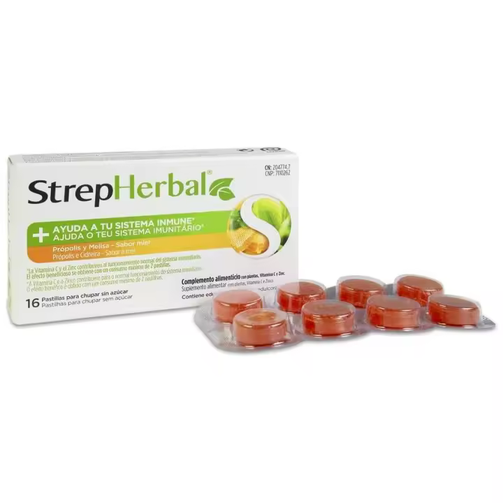 Strepherbal Propolis Y Melisa + Vitamina C Y Zinc Miel 16 Pastillas - 1
