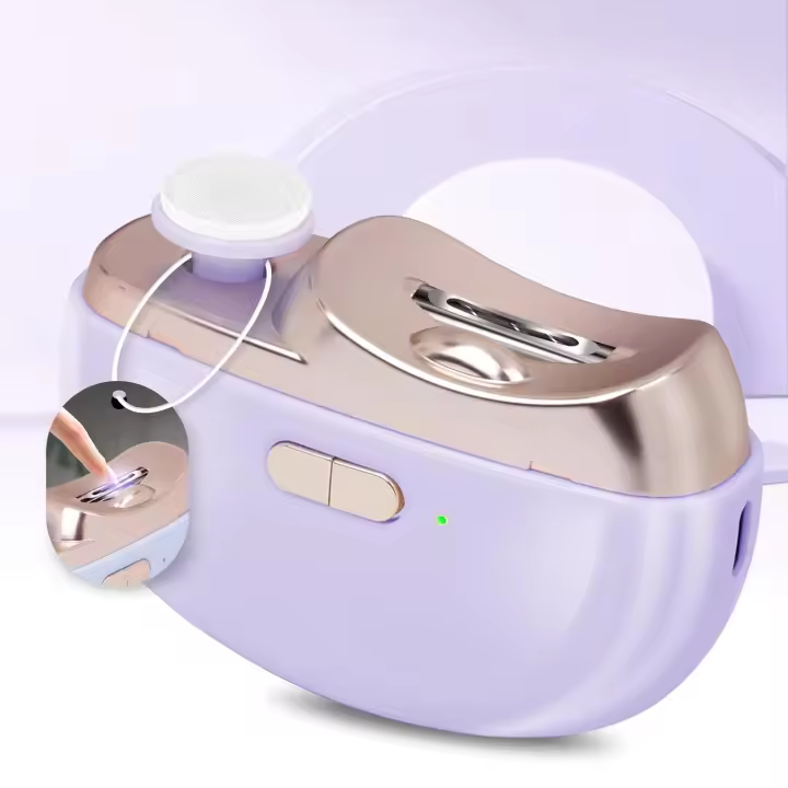 Manicura eléctrica para bebés - manicura 3 en 1 (no para uñas de los pies) recortadora, pulidora y almacenamiento de clips, con led, recargable y 2 velocidades para bebés, niños, adultos y ancianos - 1