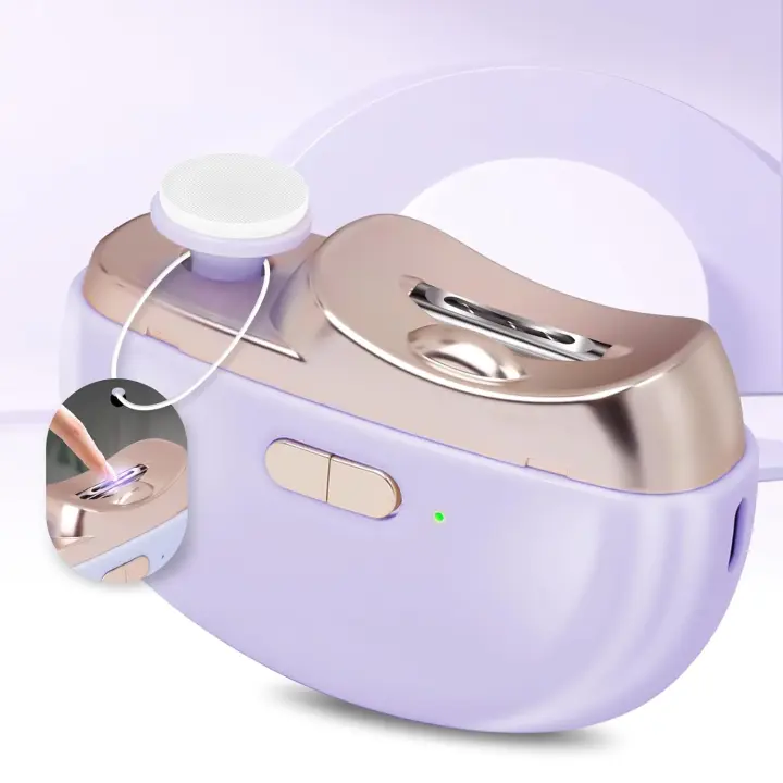 Manicura eléctrica para bebés - manicura 3 en 1 (no para uñas de los pies) recortadora, pulidora y almacenamiento de clips, con led, recargable y 2 velocidades para bebés, niños, adultos y ancianos - 1