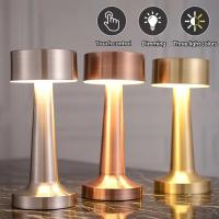 Lámpara De Mesa Recargable Retro Con Toque Metálico Para Decoración De Bar Y Café Restaurante Luz Nocturna LED Para Escritorio Y Dormitorio - details 0