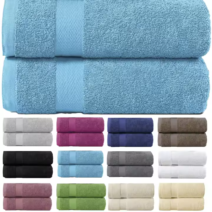 Various Juego de Toallas de Antracita.Negro,Blanco,Beige,Rosa,Verde 12 Color Premium de 2.4.6.8.12 Piezas 100% Algodón de 500gsm, Ideal para baño y Piscina, Resistentes, Suaves y Absorbentes - 1