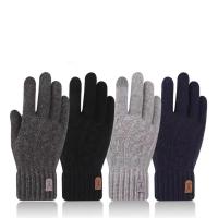 Guantes Táctiles Para Hombres 2023 Guantes De Lana Tejida Con Forro De Poliéster Aislante Para Invierno Guantes De Toque Para Adultos - details 0