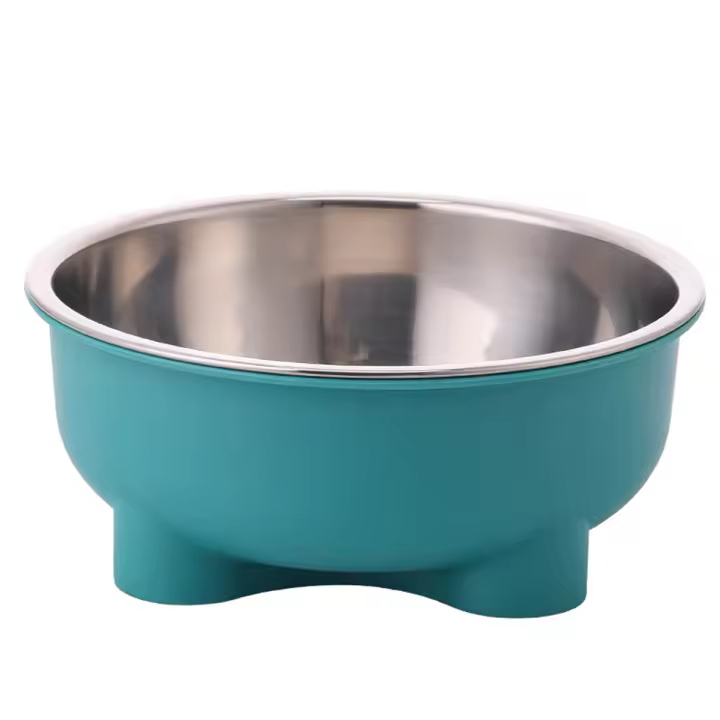 Cuenco De Acero Inoxidable Para Perros Y Gatos De Color Sólido Con Cuatro Patas Para Uso Interior Y Exterior - 1