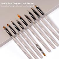 Set De 9 Pinceles Para Uñas Profesionales En Color Gris Con Diferentes Tamaños Para Pintura UV Gel Dibujo Y Floristería Herramientas De Manicura Para Salón - details 0