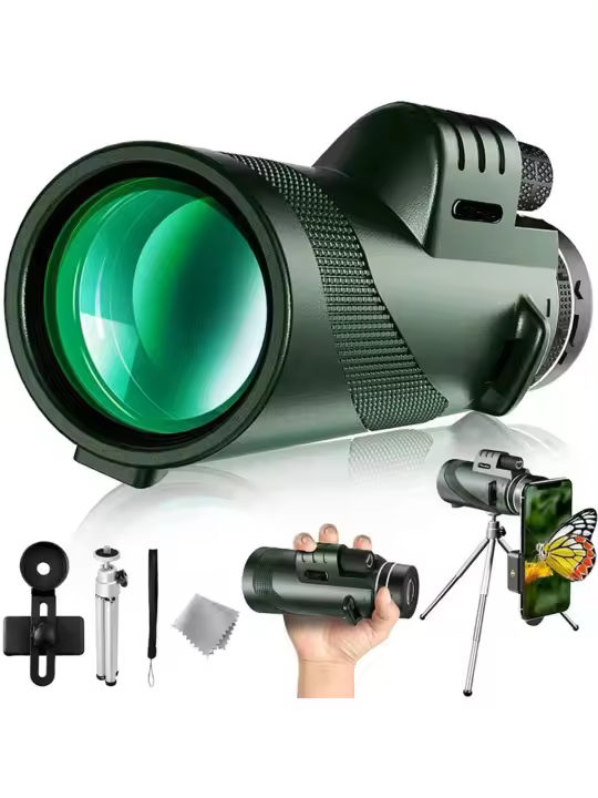Binoculares de Visión Nocturna Larga de BOPORO 1pc Telescopio Monocular Potente 80*100 HD para Camping al Aire Libre y Observación de Aves - 1