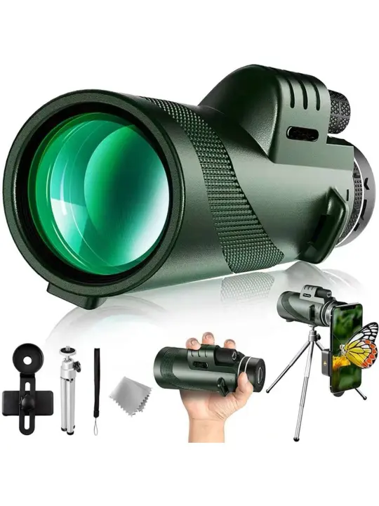 Binoculares de Visión Nocturna Larga de BOPORO 1pc Telescopio Monocular Potente 80*100 HD para Camping al Aire Libre y Observación de Aves - 1