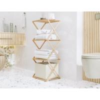 Estantería plegable multiuso de 4 estantes de bambú, estantería de hogar, aprovecho de espacio, organización de hogar. Estantería 29.8x28x91 cm - details 0