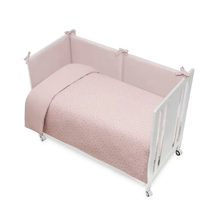 Don Algodón Funda Nórdica Cuna y Chichonera + Relleno Modelo  Muselina Puntos Rosa Maquillaje - 1