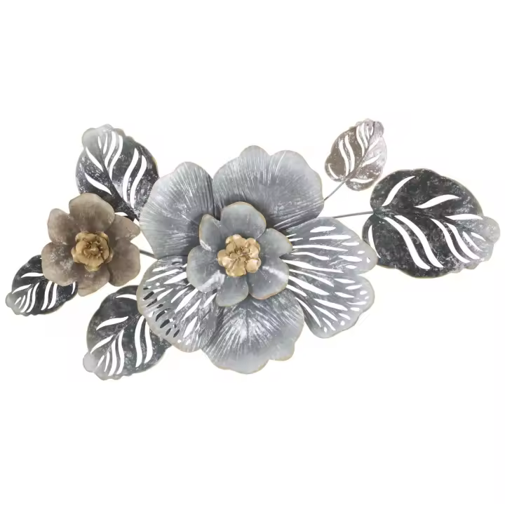 Decoración en Metal 3D Flor 1, Metal, Multicolor, 84x9,5x48 cm - 1