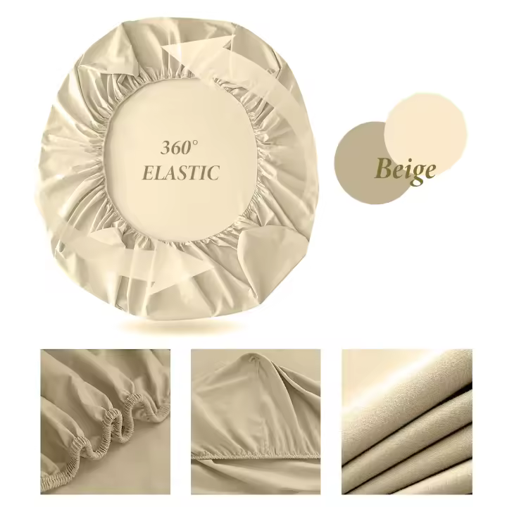 NQT Sábana Bajera Ajustable 100% Algodón Elástica - Bajera para Cama Suave y Lavable Color Blanco Azul Rosa Beig Gris Claro - 1