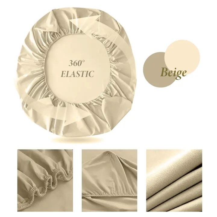 NQT Sábana Bajera Ajustable 100% Algodón Elástica - Bajera para Cama Suave y Lavable Color Blanco Azul Rosa Beig Gris Claro - 1