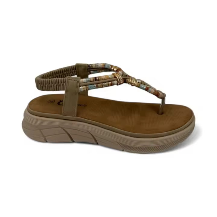 Sandalias marca Calzapies para mujer en color beig - 1