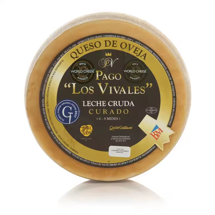 Queso Curado Puro de Oveja Pago Vivales: La Joya Gastronómica de 3,1kg Aprox, para Paladares Exigentes, donde la Tradición Artesanal y la Excelencia se Fusionan en un Sabor Inolvidable. - 1