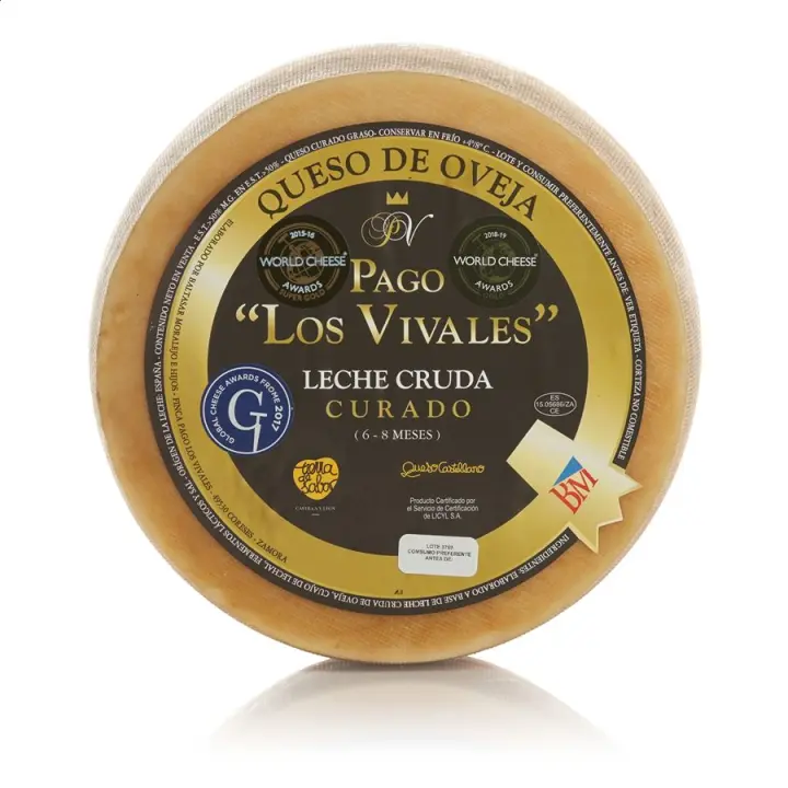 Queso Curado Puro de Oveja Pago Vivales: La Joya Gastronómica de 3,1kg Aprox, para Paladares Exigentes, donde la Tradición Artesanal y la Excelencia se Fusionan en un Sabor Inolvidable. - 1