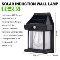 Lámpara De Tungsteno Solar Con Sensor De Movimiento Inteligente 3 Modos De Iluminación Impermeable Para Decoración De Jardín Y Pared - details 5