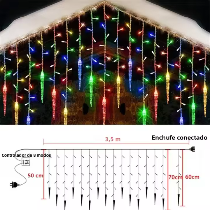 Luces De Navidad Cadena De Luces De Aire Fisgón LED Para Decoración De Fiesta Hogar Año Nuevo Exterior Tira De Luces De Encaje Cortina Guirnalda Colgante - 1
