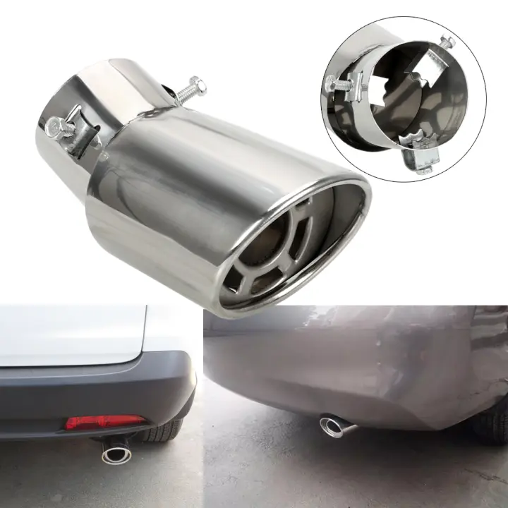 Decoración De Coche Tubo De Escape Cromado Universal Estilo De Automóvil Con Doble Salida Curva Acero Inoxidable Para Toyota Honda Nissan Y Más - 1
