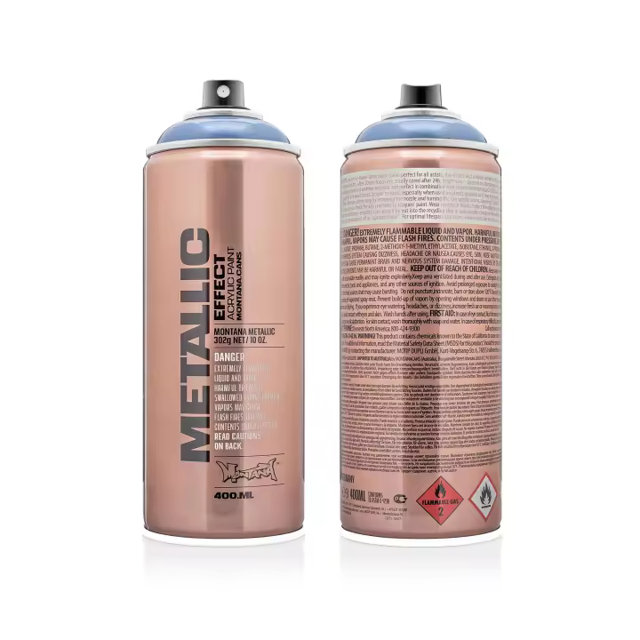 Montana Cans Efecto Metálico Color Azul Tennessee 400m - acabado satinado duradero, resistente a la luz y al desgaste, presión media, para metal, porcelana, cerámica, albañilería, madera, vidrio, pantallas y todo tipo de superficies - 1