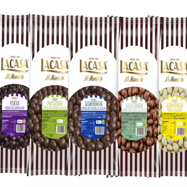 Lacasa pack 5kg deliciosas bolas de frutos secos con chocolate: Pasas de Corinto Negro,Almendra Leche,Almendra Blanco,Anacardo leche,Pistachos Leche - 1
