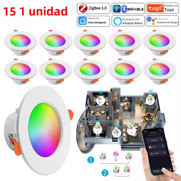 Lámpara De Techo LED Inteligente Bluetooth 10W RGB Con Control Remoto APP Y Google Alexa Para Sala De Estar Y Cocina - 1