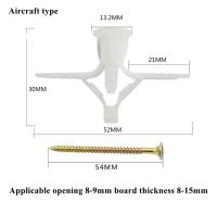 Pack De 10 Tubos De Expansión De Avión Plástico Para Techo Placas De Gypsum Expansión De Pared Hueca Tornillo Con Anclaje 3.5*50 + Plug 8*50 Material Plástico - details 7