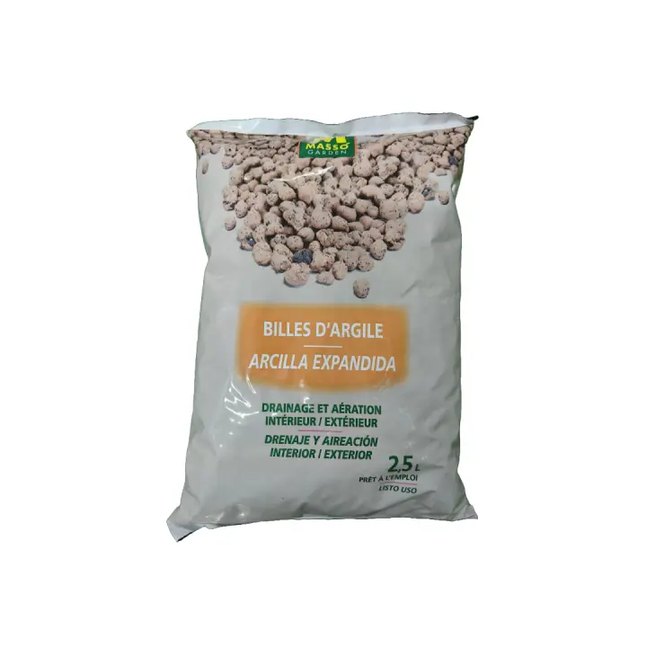 Arcilla EXPANDIDA 2,5 L Estas esferas de arcilla son decorativas, mejoradoras del sustrato, actúan como base drenante y para cultivos hidropónicos - Massó - 1