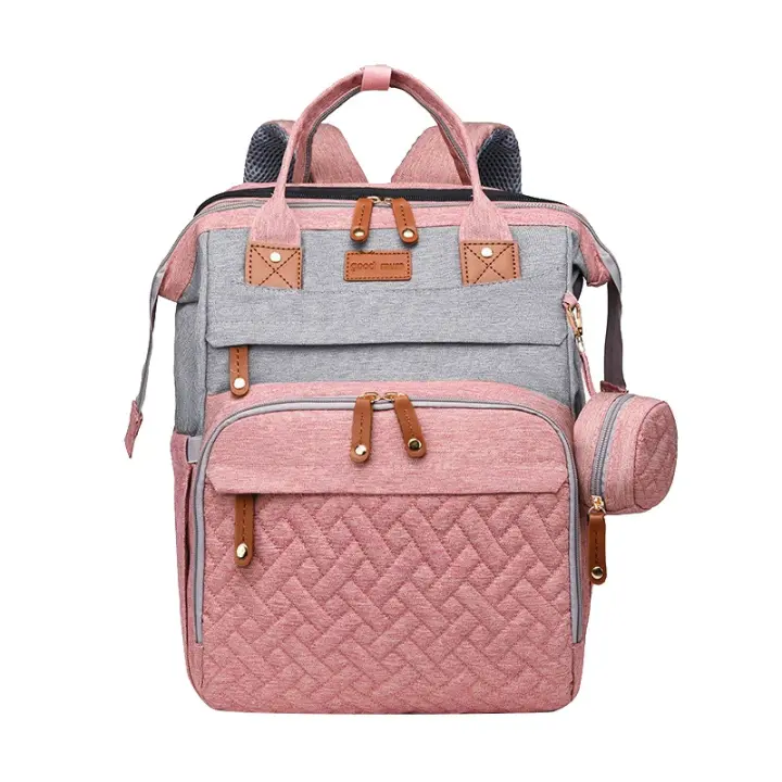 Bolsa de almacenamiento de Doble Capa para Mamá con cambiadores, juguetes, moChila de viaje para pantalones de piel sintética para Madre de Bebe, 15,5x12,5x7,5 pulgadas, de Bebe Cochecito (Azul Oscuro, rosa) - 1