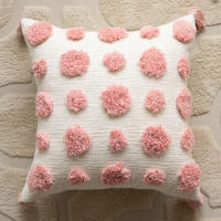 Funda De Cojín Cuadrada Rosa 45x45cm Algodón Tela Geométrica Bordada Decorativa Para Sofá Y Coche - details 9