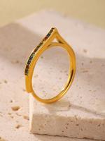 Anillo chapado en oro de 18k con circonita geométrica clásica para mujer, accesorios de joyería impermeables fino de circón colorido de lujo para mujer, anillo de dedo de compromiso Simple chapado en oro de acero inoxidable, regalo de joyería estética - details 5
