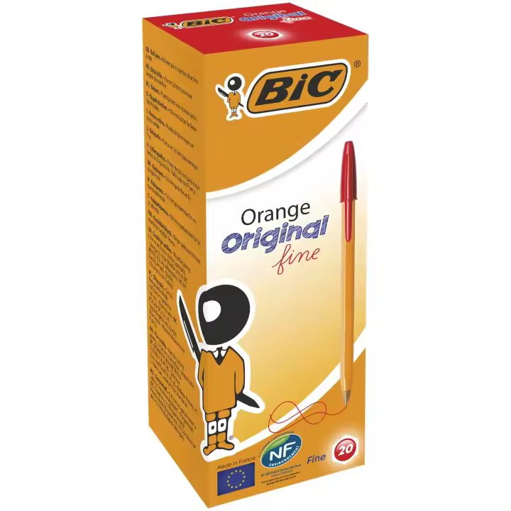 BIC Orange Original Fine Bolígrafo Punta Fina (0,8 mm) - Rojo (Caja de 20 uds.) - 1