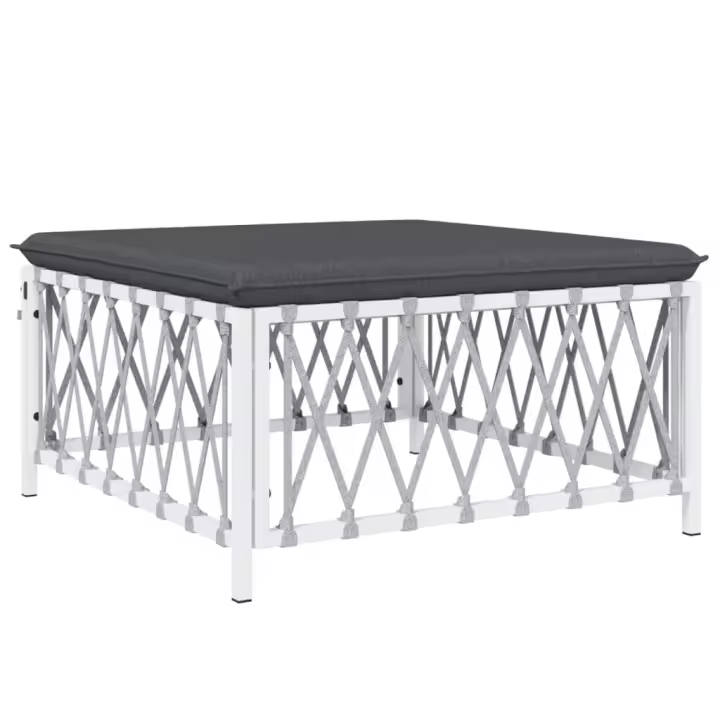 vidaXL Taburete de jardín con cojín tela tejida antracita Blanco, Antracita, Conjunto Terraza Muebles Jardín Exterior Juego de Muebles de jardín Mueble Jardín Exterior Muebles de Salon Exterior - 1
