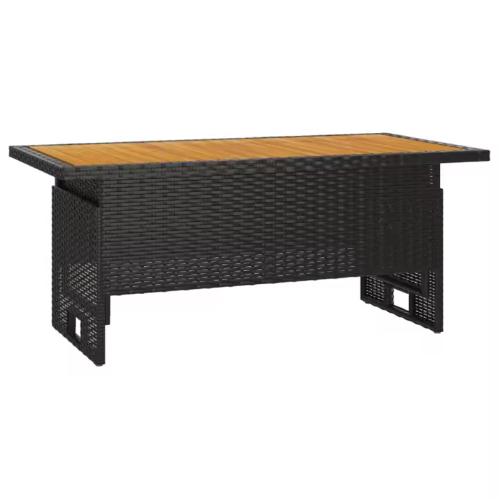 Mesa Jardín Negra 100x50x43/63 cm Madera Maciza Acacia y trinquete - 1