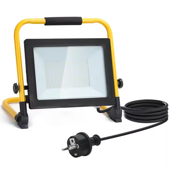 Aigostar Foco de Trabajo LED 100W 8800LM Foco LED Portátil con Giratorio 360º, Impermeable, Soporte plegable, para Uso en Interiores y Exteriores, para Obra, Taller, Garaje, 6500K Luz Blanca - 1