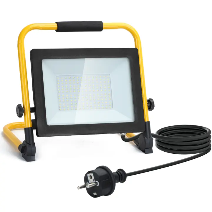 Aigostar Foco de Trabajo LED 100W 8800LM Foco LED Portátil con Giratorio 360º, Impermeable, Soporte plegable, para Uso en Interiores y Exteriores, para Obra, Taller, Garaje, 6500K Luz Blanca - 1