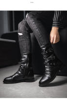 Botas De Motociclista Para Hombre Con Remaches Y Peluche Negro Cuero Genuino Botas De Bicicleta De Invierno Altas Para Exterior Diseñador Botas De Motorista - details 9