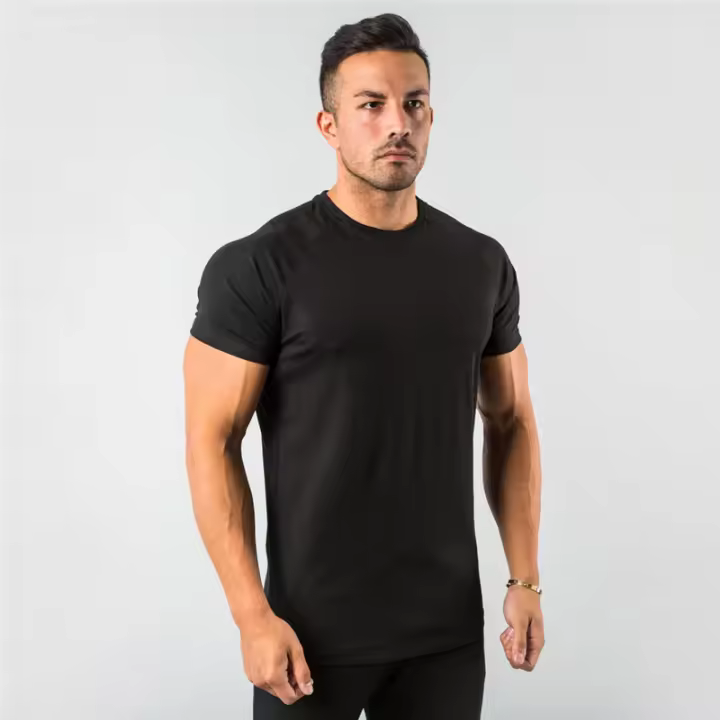 Camiseta De Hombre Fitness Muscular Manga Corta Transpirable Para Gimnasio Estilo Casual Cuidado Facil Material Algodón Spandex - 1