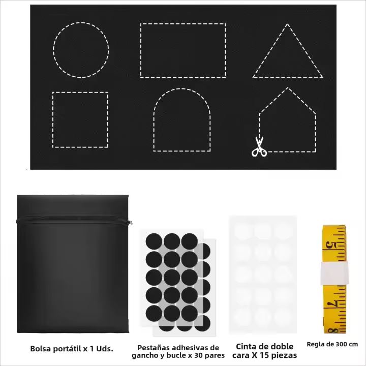 Cortina De Viaje Portátil Y Desmontable 100% Negra Para Bloquear Luz Film Para Ventana No Perforante Sin Taladro Teléfono Negro Moderno Para Sala De Estar Hogar - 1