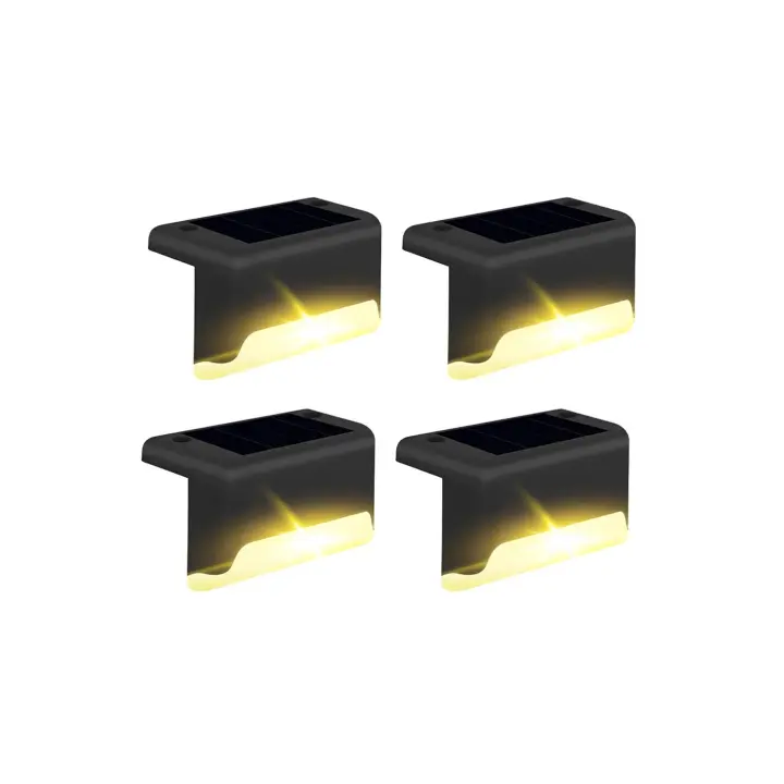 Mediawave Tienda 4 Unids Luces Solares para Pasos IP66 Lámparas Al Aire Libre Luz Caliente Recargable Solar - 1