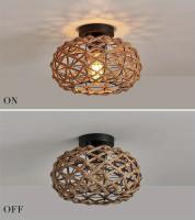 Iluminación De Techo En Rama De Lino Natural Estilo Chino Con Sombrilla De Paja Tejida Para Decoración De Cocina Dormitorio Pasillo - details 7