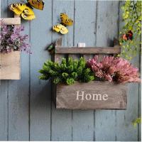 Colgante cesta de flores montado en la pared planta florero maceta madera para jardín patio decoración gris regalo del arte - details 1