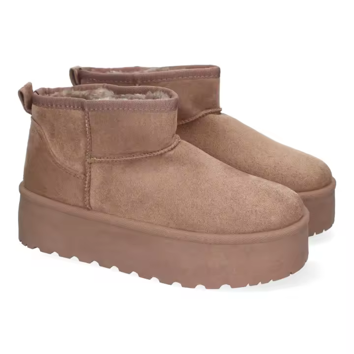 Davinia Shoes Botin Plano para Mujer con plataforma, Estilo Australiano, Forrado de Pelo, de Punta Redonda Shoes&Blues.es 6BKA-Kaki - 1