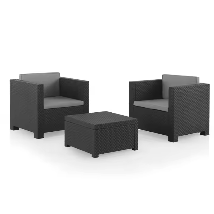 CONJUNTO DE JARDIN/TERRAZA DE 2 SILLONES+1 MESA. DIVA TETE GRAFIT SP BERNER - 1