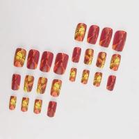 Juego De Uñas Postizas 24 Piezas Patterm Gradient Estriado Colores Mixtos Fáciles De Aplicar Y Quitar Elegantes Y Lujo Adhesivo De Uñas Falsas - details 1