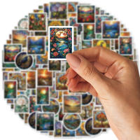 46pcs Pintura De Diamante 3D Pegatinas Tema Paisaje Vintage Decorativas Para Laptop Estuche Botella De Agua Adhesivo PVC Clásico Juguete - details 4