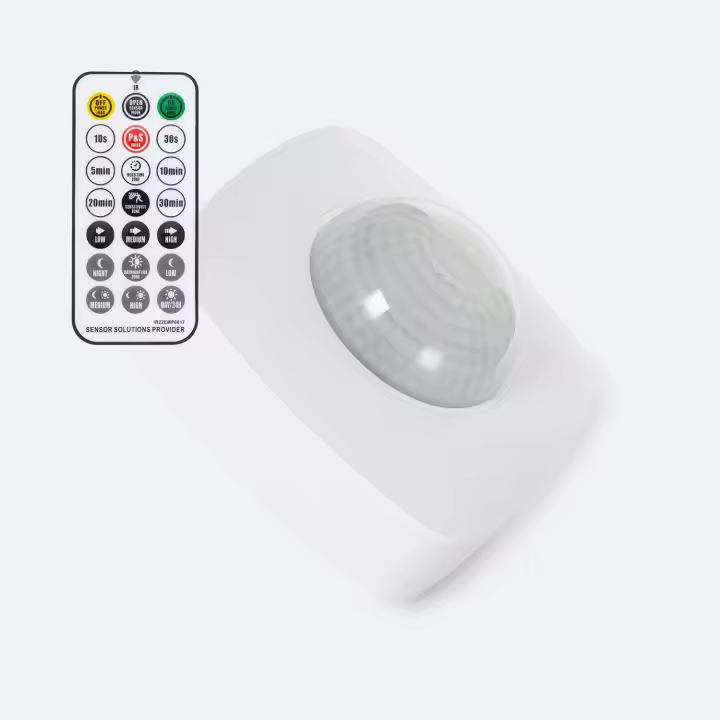 Ledkia Sensor de Movimiento PIR 360º Especial Pasillos con Mando a Distancia Blanco - 1